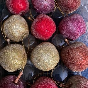 Holiday Sugar Beaded Fruit Hanging Christmas Ornament Apple Multicolored